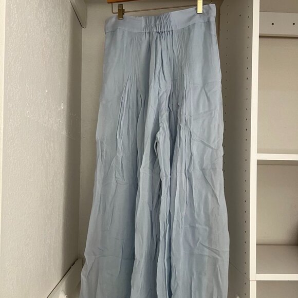 Sky Blue Anarkali Suit With Center Slit Adorn In Thread Embroidery - Picture 6 of 8